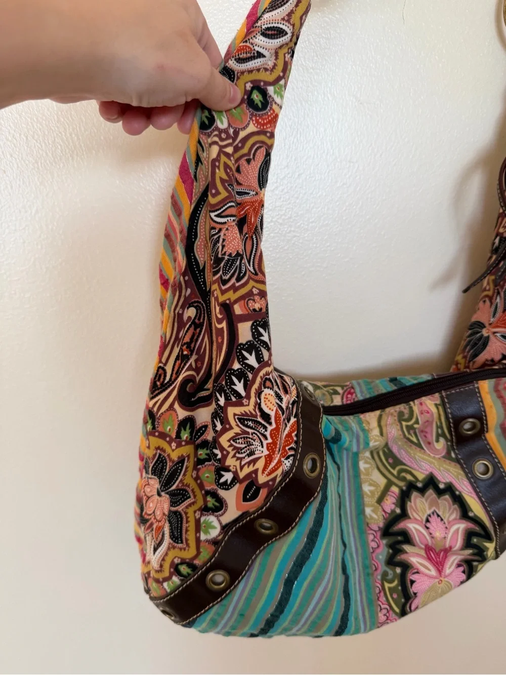 RELIC Patchwork Printed Sling Hobo Bag